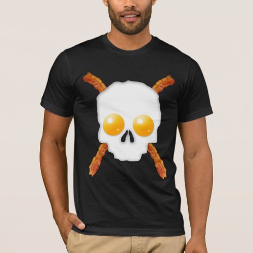 Bacon and Eggs Breakfast Skull T_Shirt