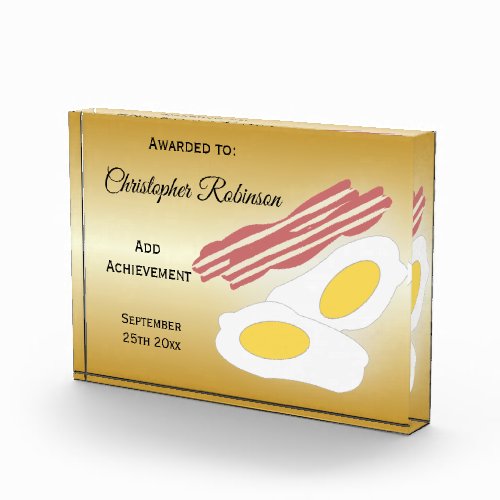 Bacon And Eggs Design Personalised Acrylic Award