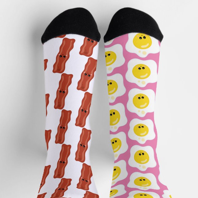 Bacon and Eggs Fun Mismatched Socks (Top)