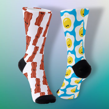 Bacon And Eggs Fun Mismatched Socks by Ricaso_Graphics at Zazzle