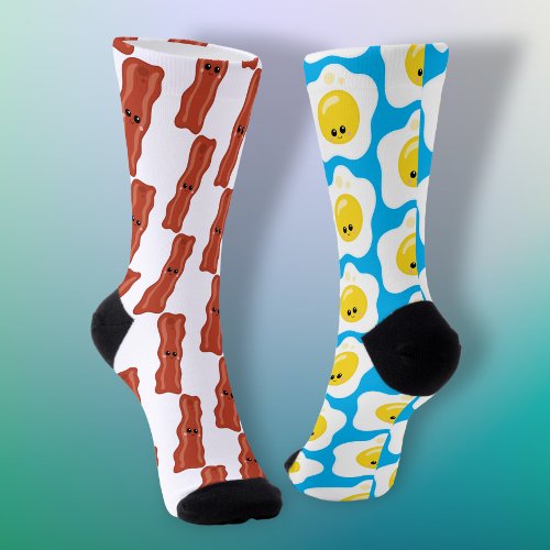 Bacon and Eggs Fun Mismatched Socks