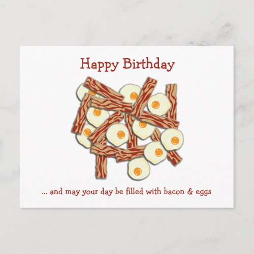 Bacon and Eggs Happy Birthday Postcard
