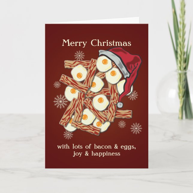 Bacon and Eggs Merry Christmas Holiday Card (Front)