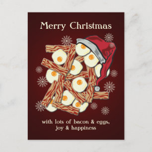 Bacon and Eggs Merry Christmas Holiday Postcard