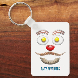 Bacon and Eggs on a Happy Fathers Day Keychain