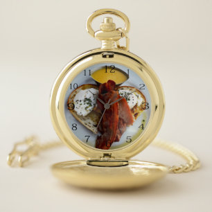 Bacon And Eggs On Love Heart Bread, Pocket Watch