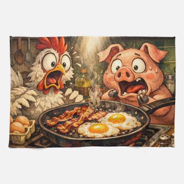 Bacon and Eggs Panic Kitchen Towel (Horizontal)
