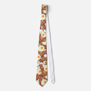 Bacon and Eggs Pattern Neck Tie