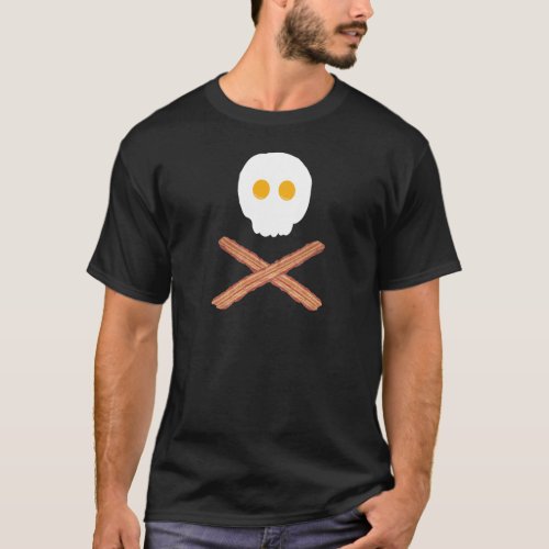 Bacon and eggs skull and crossbones t_shirt