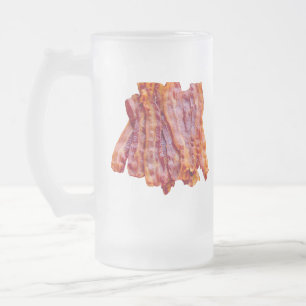 Bacon Bacon Bacon Frosted Glass Beer Mug
