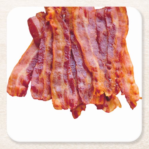 Bacon Bacon Bacon Square Paper Coaster