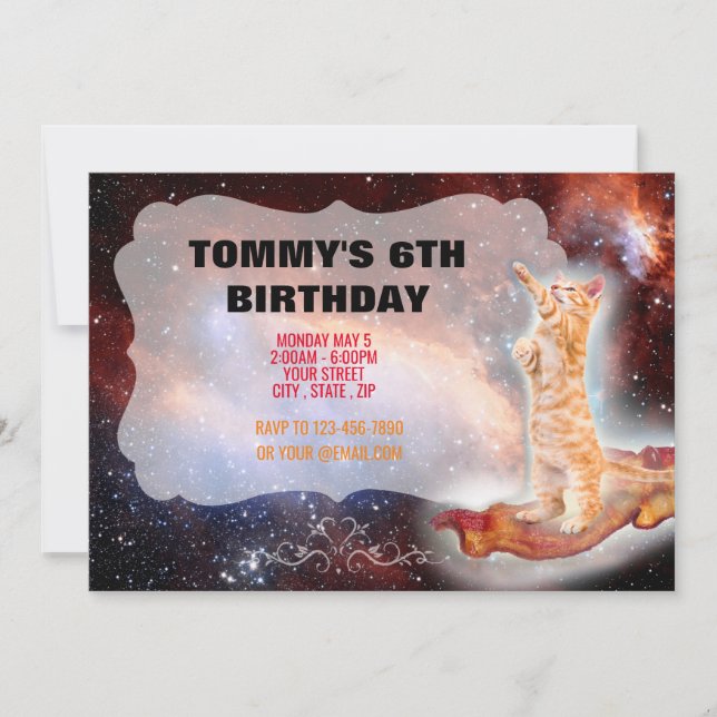 Bacon Cat Funny Invitation (Front)