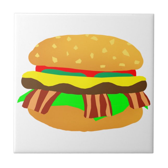 Bacon Cheeseburger Ceramic Tile (Front)