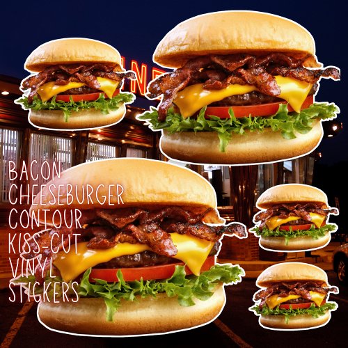 Bacon Cheeseburger Contour Kiss_Cut Vinyl Sticker