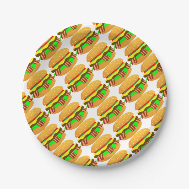 Bacon Cheeseburger Paper Plates (Front)