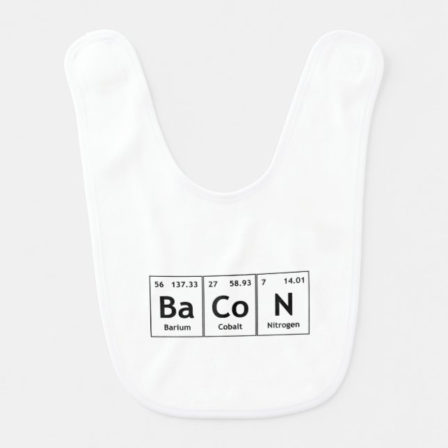 BaCoN Chemistry Periodic Table Words Elements Food Bib (Front)