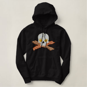 Bacon Crossbones Eggs Skull Embroidery Embroidered Hoodie