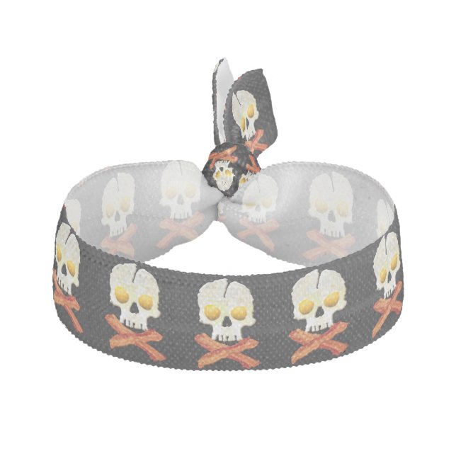 Bacon Crossbones Eggs Skull Photography Ribbon Hair Tie (Front)