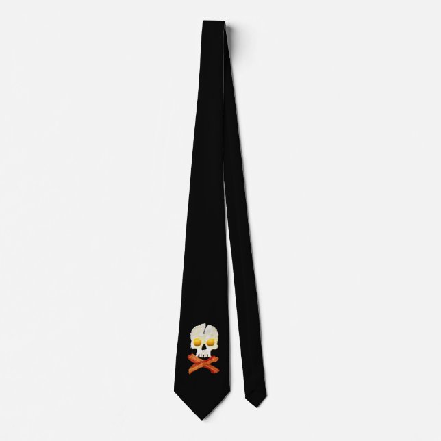 Bacon Crossbones Eggs Skull Photography Tie (Front)