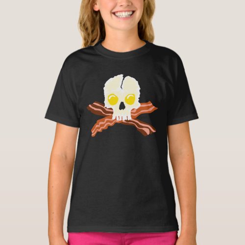 Bacon Crossbones Eggs Skull T_Shirt