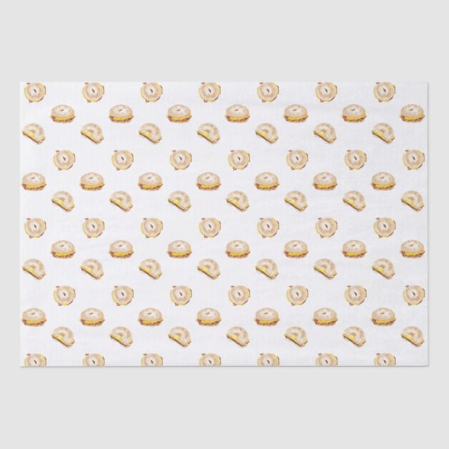 Bacon Egg and Cheese Bagel Breakfast Sandwich NYC  Tissue Paper (Front)