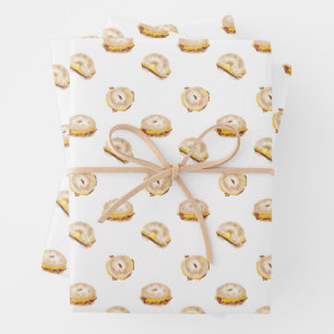 Bacon Egg and Cheese Bagel Breakfast Sandwich NYC Wrapping Paper Sheets