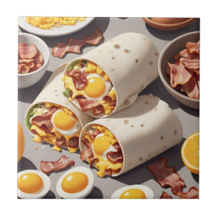 Bacon Egg Cheese Breakfast Wrap Ceramic Tile