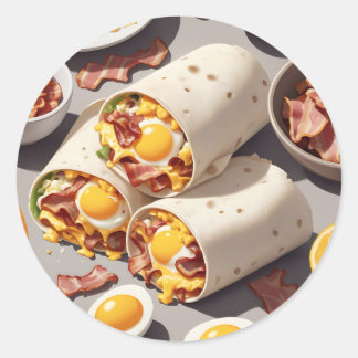 Bacon Egg Cheese Breakfast Wrap Classic Round Sticker