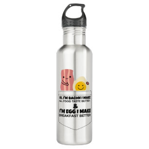 Bacon & egg talking stainless steel water bottle