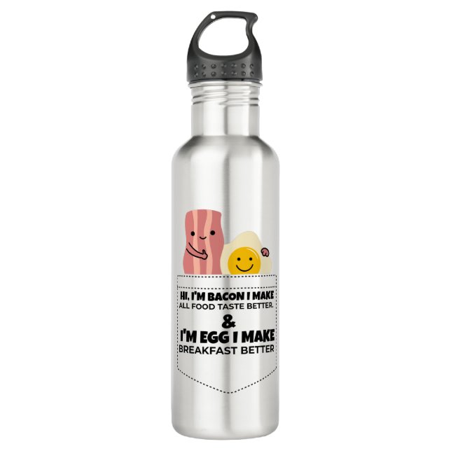 Bacon & egg talking  stainless steel water bottle (Front)