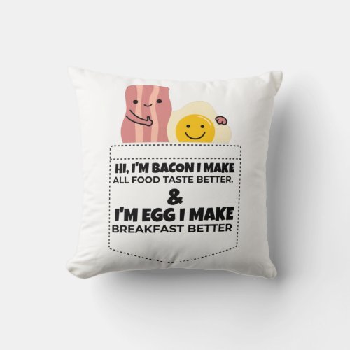 Bacon  egg talking  throw pillow