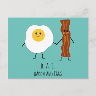 Bacon & Eggs BAE Cute Kawaii Valentines Postcard