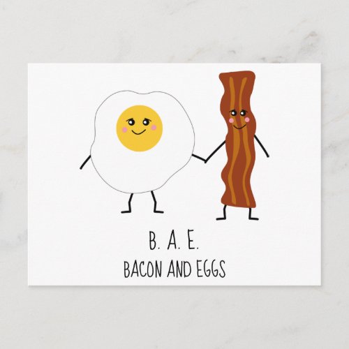Bacon  Eggs BAE Cute Kawaii Valentines Postcard