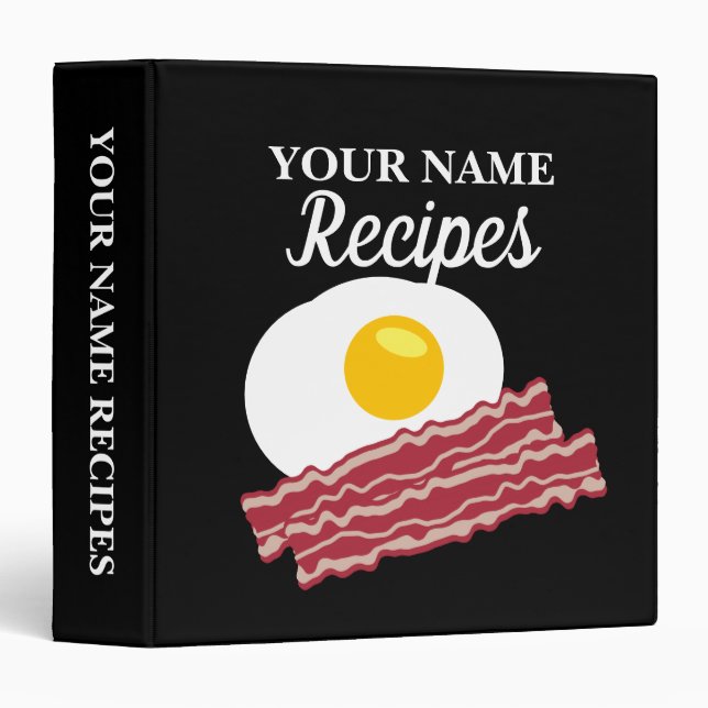 Bacon & eggs breakfast custom recipe binder (Front/Spine)