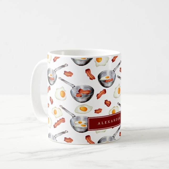 Bacon & Eggs Breakfast Food Pattern Coffee Mug (Front Left)