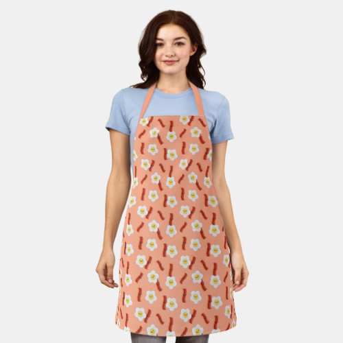 Bacon  Eggs Cute Kawaii Character Pattern Pink Apron