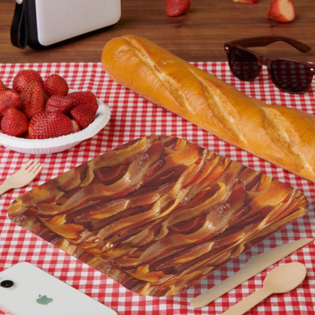 Bacon Field Yummy Pattern Decor Paper Plates (Picnic)