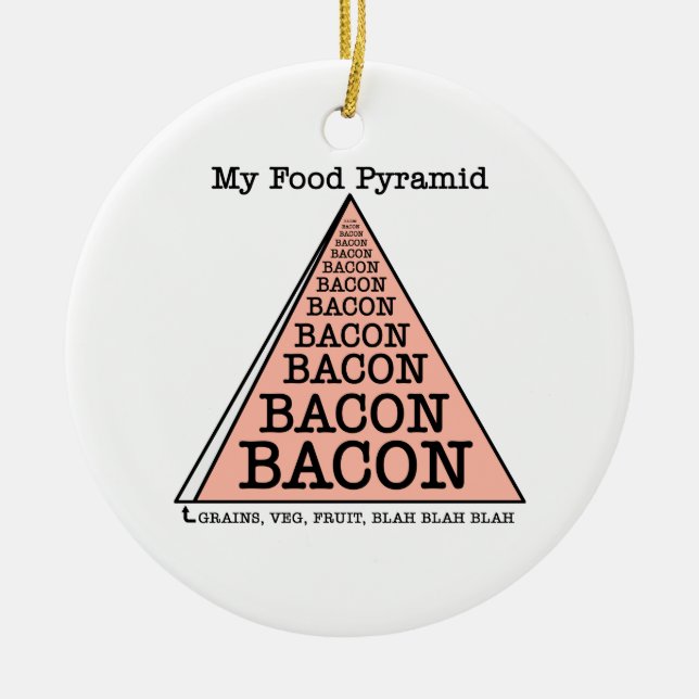 Bacon Food Pyramid Ceramic Ornament (Front)