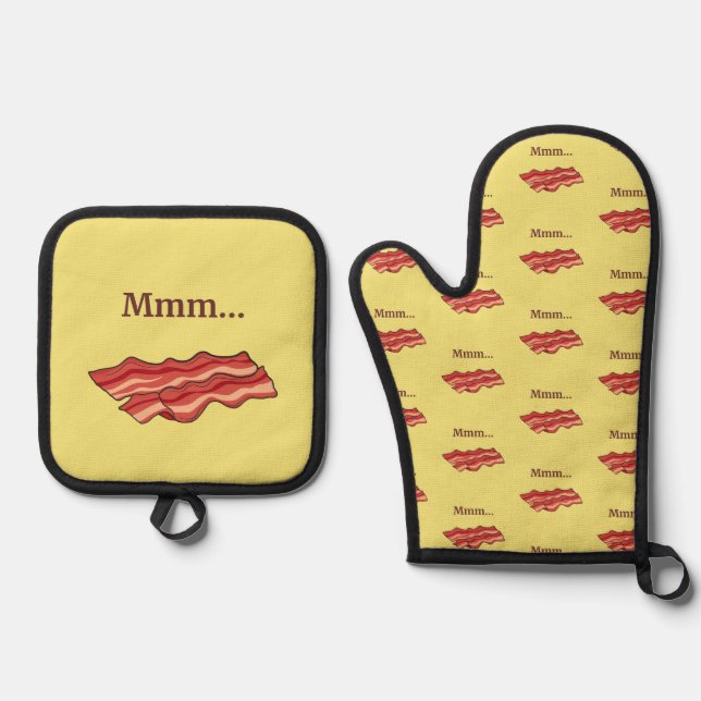 Bacon Funny Oven Mitt & Pot Holder Set (Front)