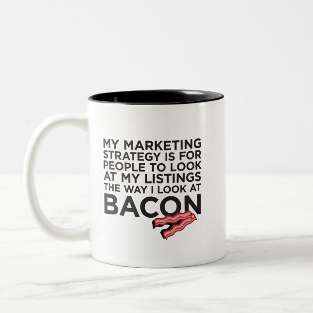 Bacon Funny Real Estate Quote Two-Tone Coffee Mug (Left)