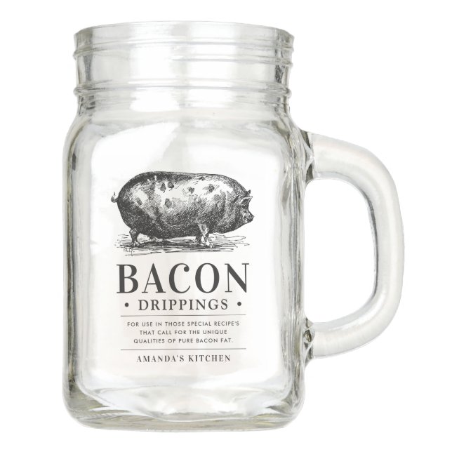 Bacon Grease Drippings | Customizable Kitchen Mason Jar (Front)
