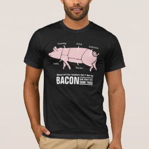 Bacon is Happiness Funny Pig Butcher Chart T-Shirt