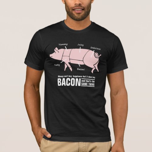 Bacon is Happiness Funny Pig Butcher Chart T_Shirt