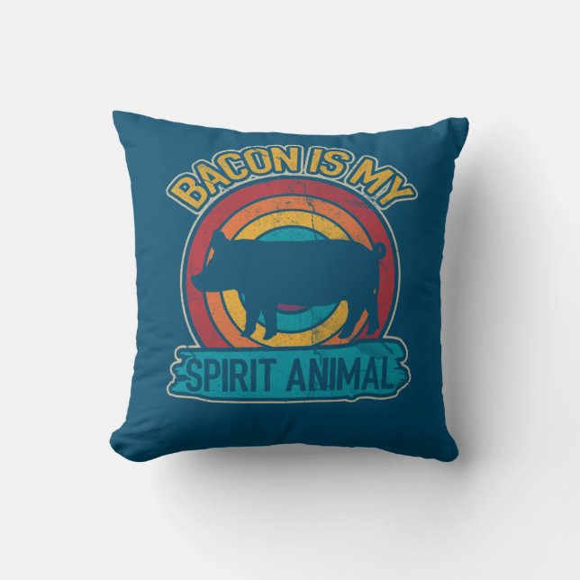 Bacon Is My Spirit Animal Bacon Lover Grilling Throw Pillow (Front)