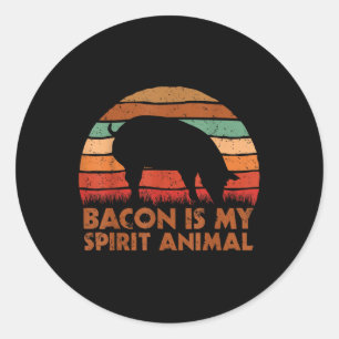 Bacon Is My Spirit Animal Vintage Bbq Pork Gril Su Classic Round Sticker