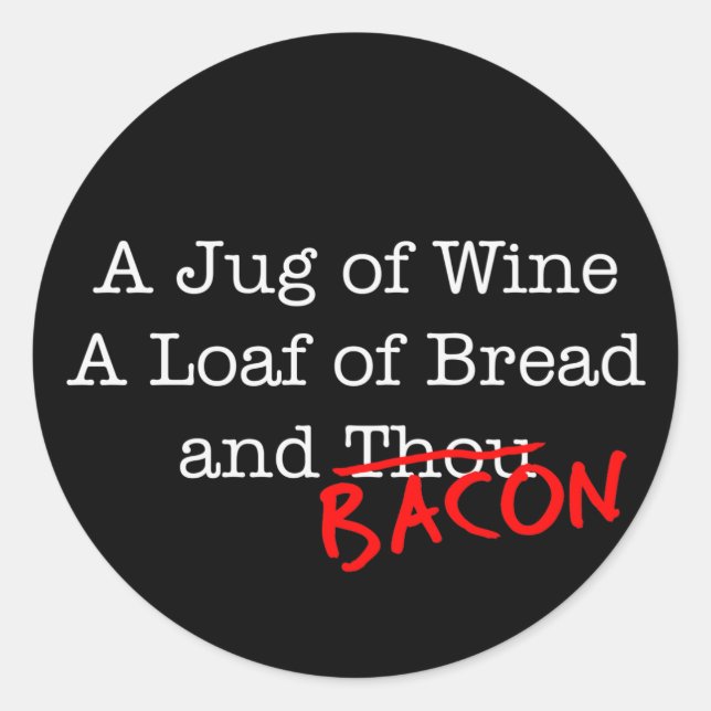 Bacon Jug of Wine Classic Round Sticker (Front)
