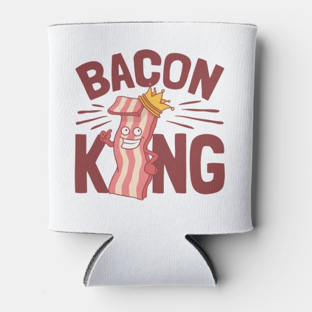 Bacon King Meat Lover Gifts for Men Boy Can Cooler (Front)