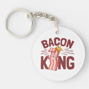 Bacon King Meat Lover Gifts for Men Boy Keychain
