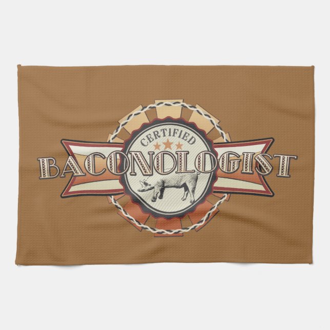 Bacon LOVE certified Baconologist Kitchen Towel (Horizontal)
