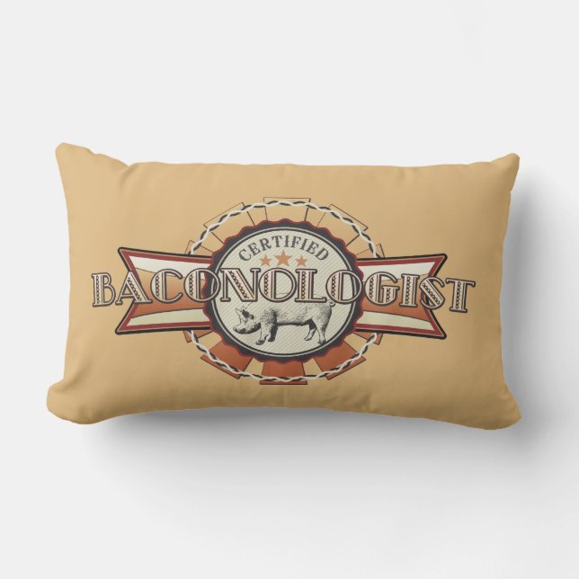 Bacon LOVE certified Baconologist Lumbar Pillow (Front)